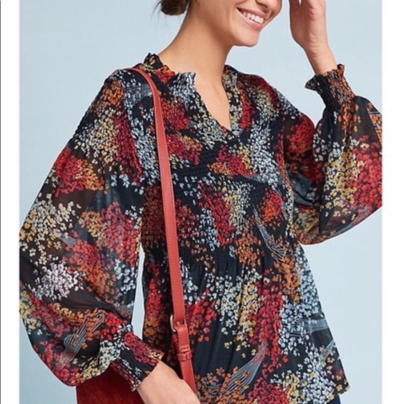 EUC Anthropologie Boho Smock Blouse Sz. M - Picture 2 of 5